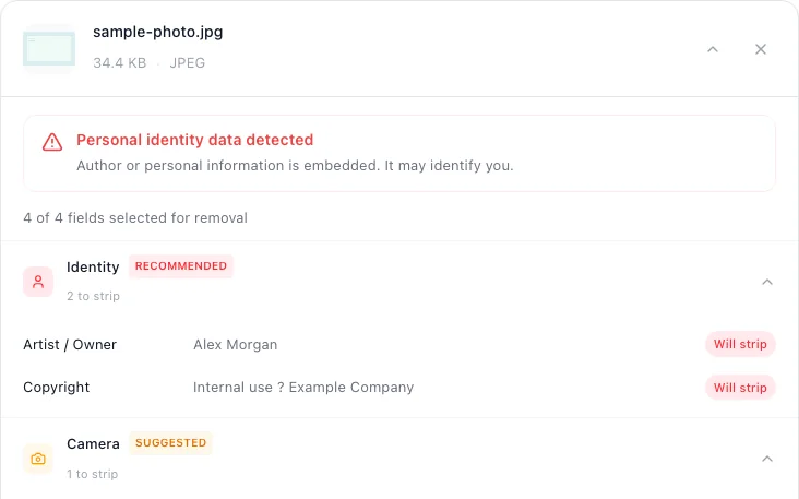How to Remove EXIF Data from Photos, Review the metadata