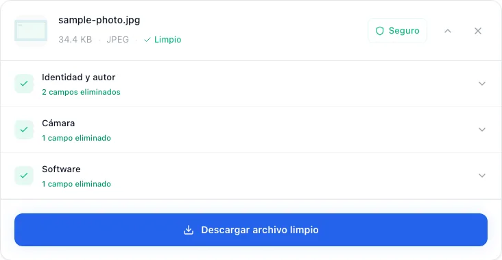 Cómo eliminar datos EXIF y GPS de tus fotos de forma segura, Elimina y descarga