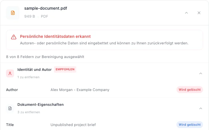 PDF-Metadaten entfernen Anleitung für geschützte Dokumente, Metadaten prüfen