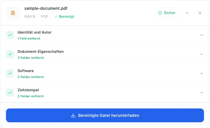 PDF-Metadaten entfernen Anleitung für geschützte Dokumente, Bereinigen und herunterladen